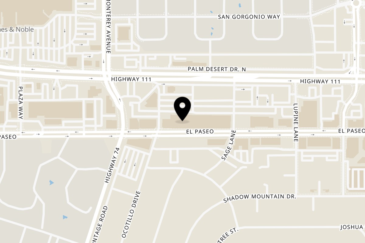 Map showing the location of Kitchen 86 on 73-130 El Paseo Suite I in Palm Desert